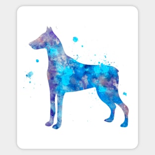 Blue Doberman Dog Watercolor Painting Sticker